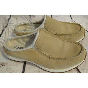 Lands End Slip On Suede Mules Driving Mocs Clogs Womens Size 6 B Tan Beige 91014